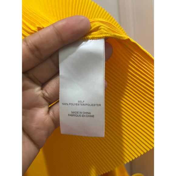 TIBI Pleated Cropped High Neck Top in Sunday Yellow Sz XS - Picture 6 of 10